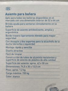 Asiento para bañera